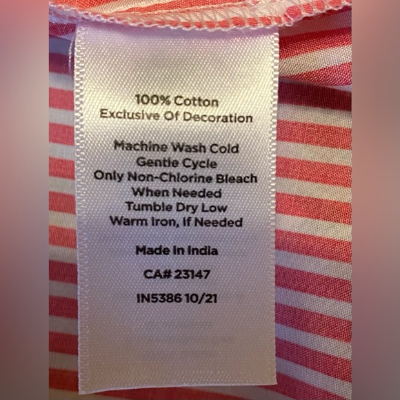 Talbots PM Pink & White Stripe Popover V-neck Blouse Top - Picture 8 of 9